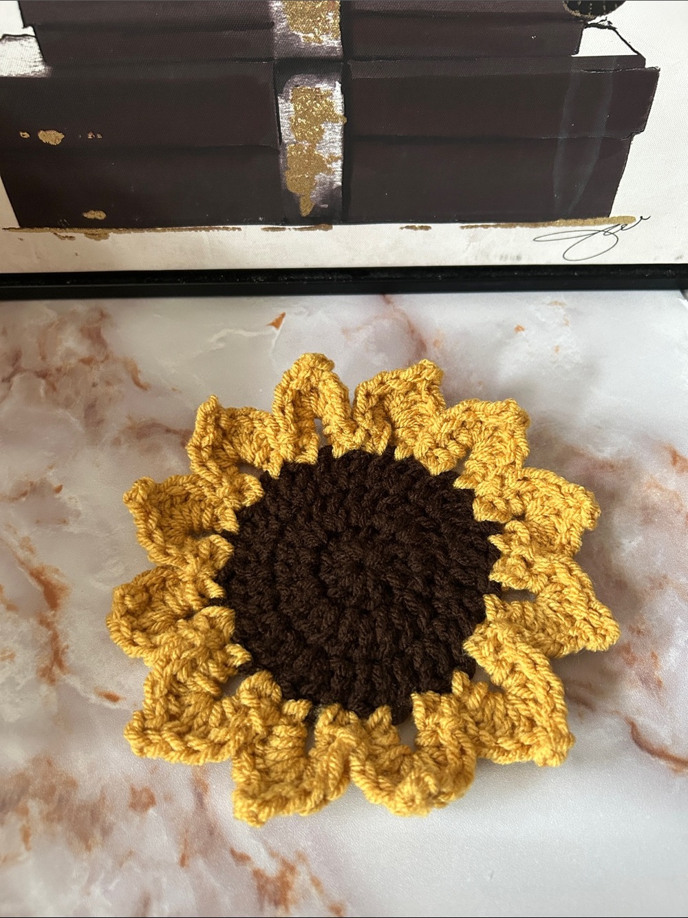2 Handmade Sunflower Crochet appliqué